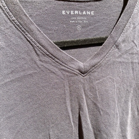 Men's Everlane T-Shirt Black Solid Classic XL Crew Cotton Casual Everyday V-Neck - Picture 7 of 9